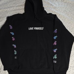PHORA, Black 'Love Yourself' Hoodie with Butterfly Accents